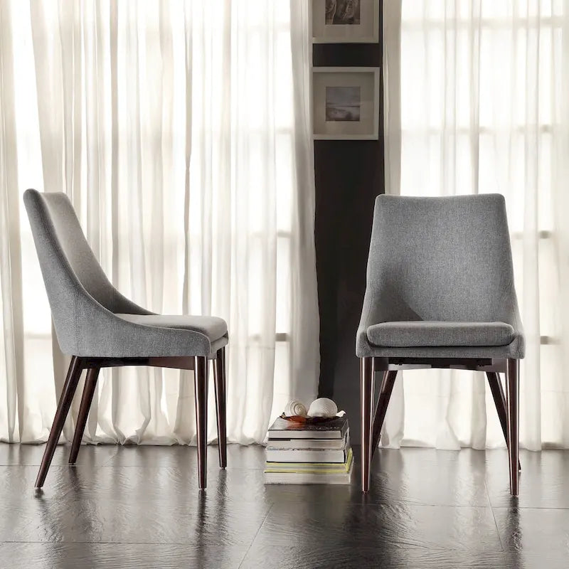 Sasha Mid-century Grey Fabric Upholstered Tapered Leg Dining Chairs (Set of 2) iNSPIRE Q Modern