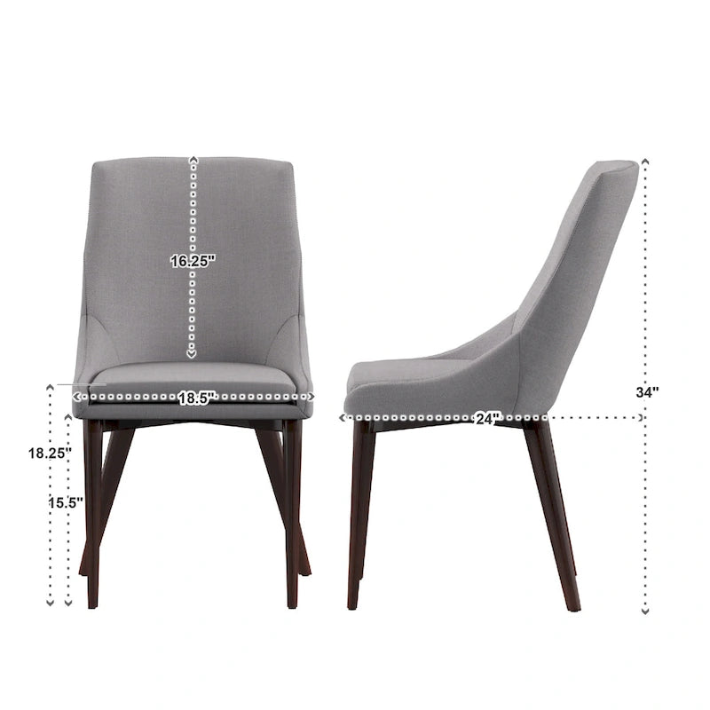 Mid-century Grey Fabric Upholstered Tapered Leg Dining Chair
