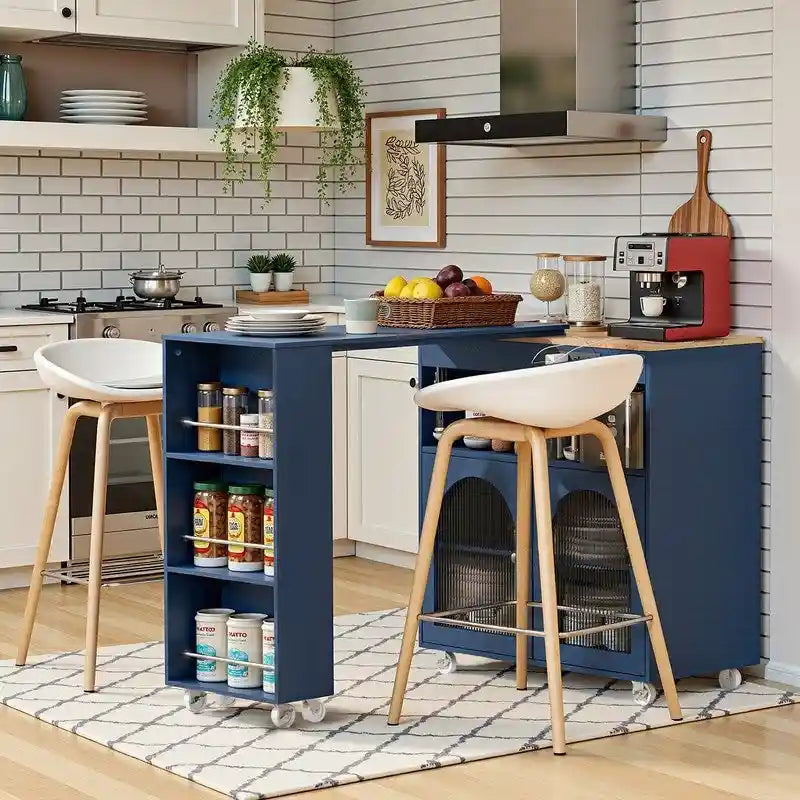 Rolling Kitchen Island With Extended Table