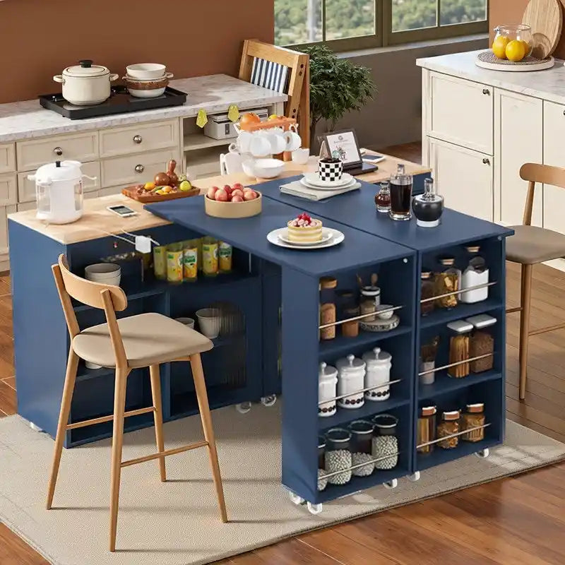 Rolling Kitchen Island With Extended Table