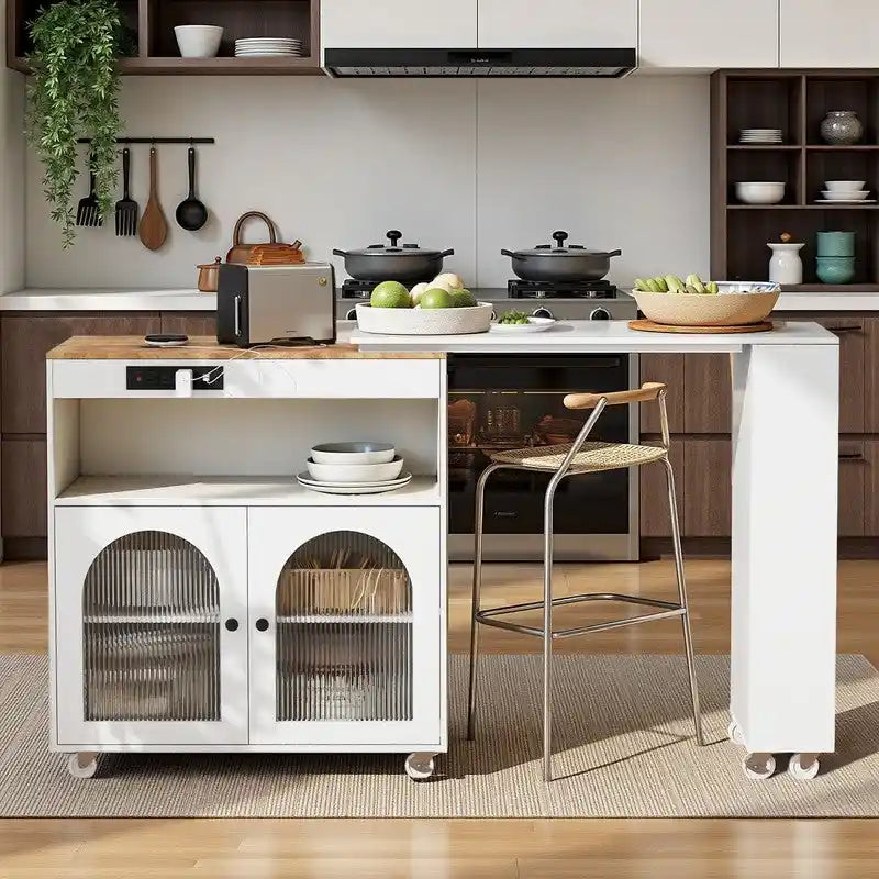 Rolling Kitchen Island With Extended Table