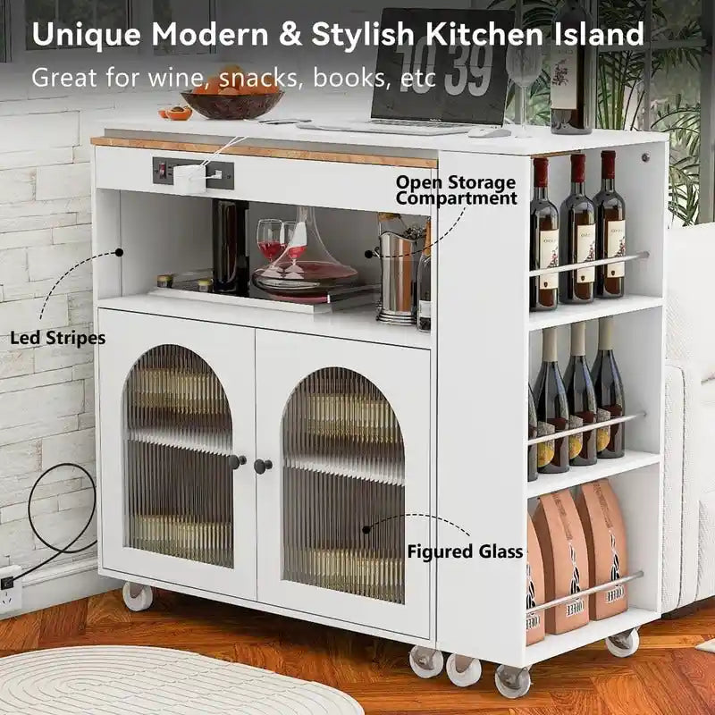 Rolling Kitchen Island With Extended Table