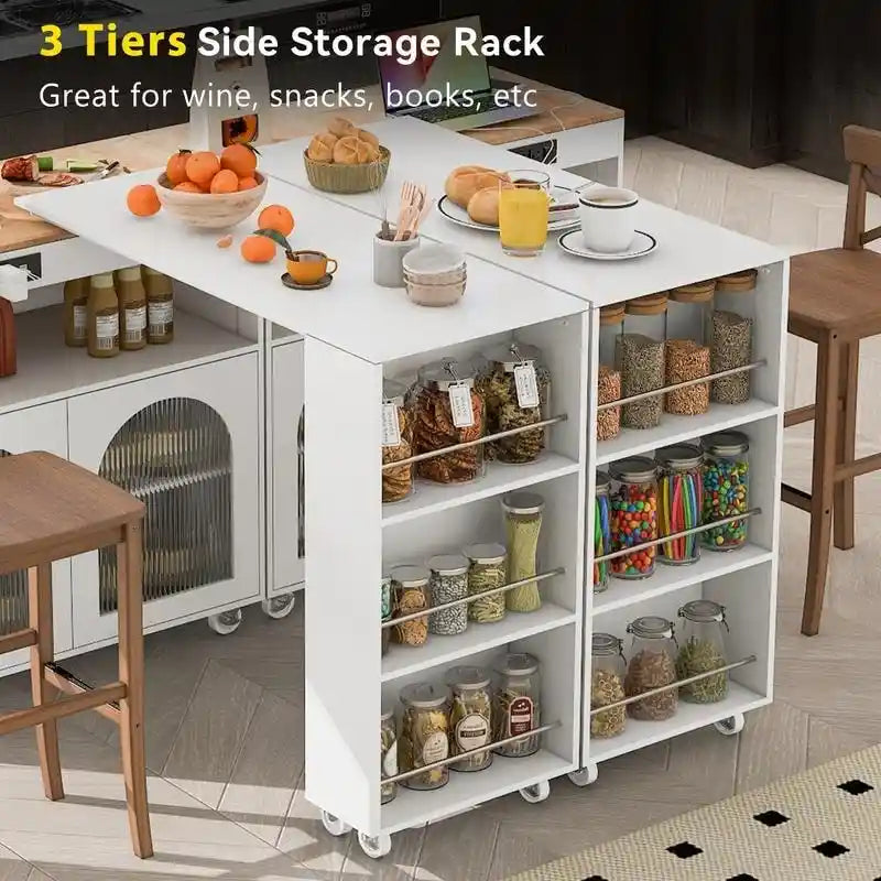 Rolling Kitchen Island With Extended Table