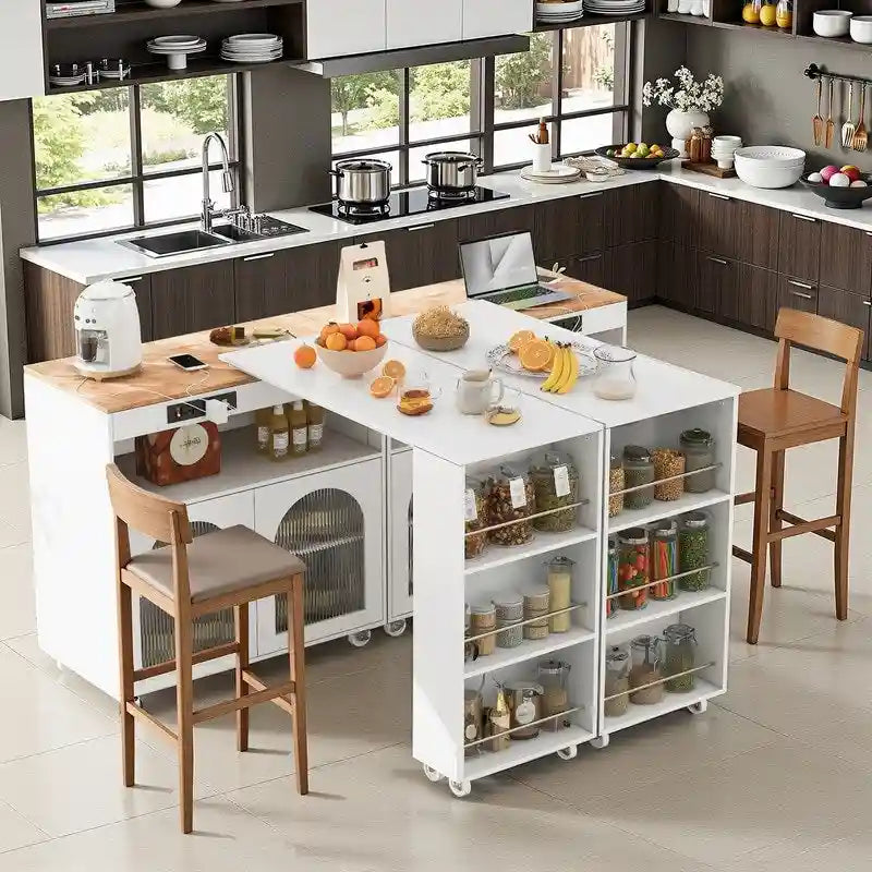Rolling Kitchen Island With Extended Table
