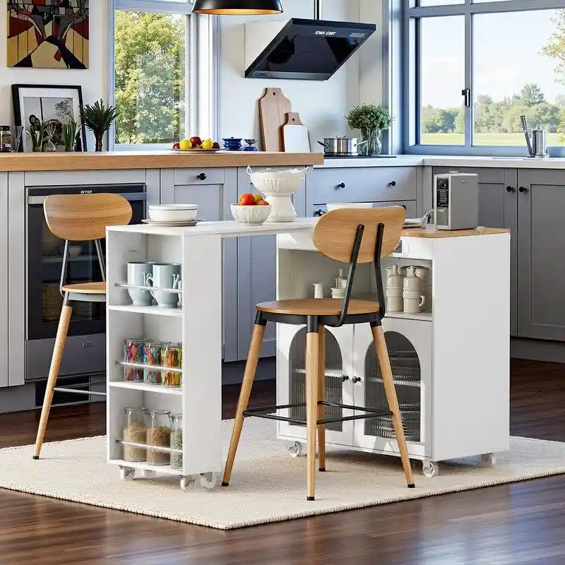 Rolling Kitchen Island With Extended Table