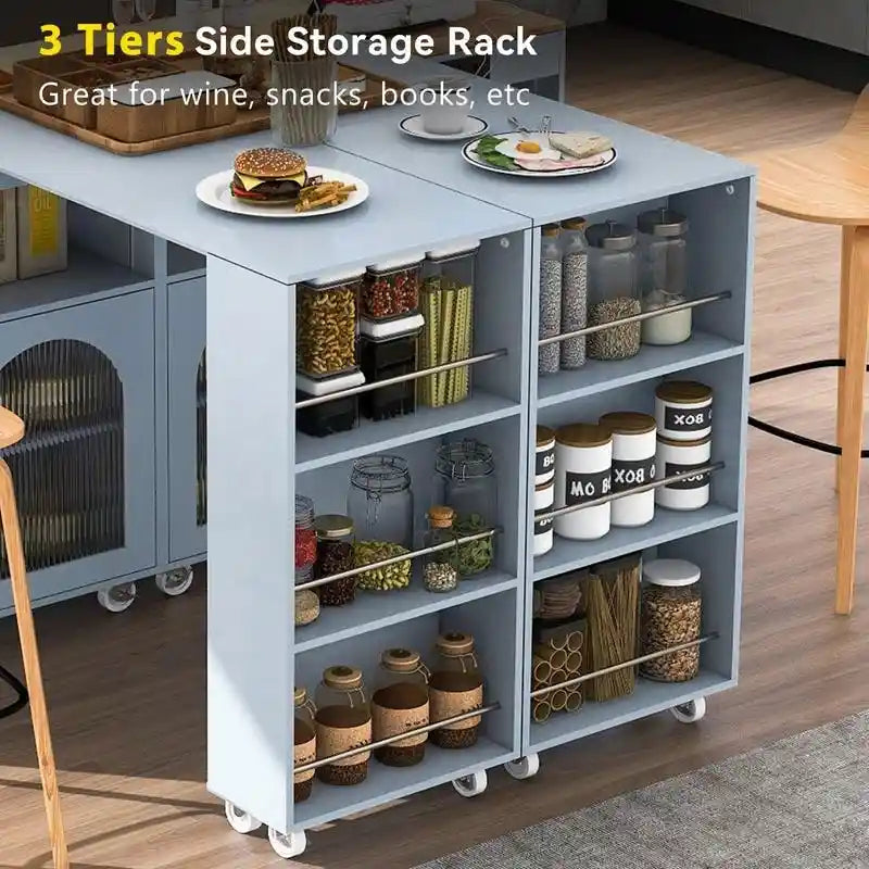 Rolling Kitchen Island With Extended Table