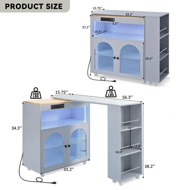 Rolling Kitchen Island With Extended Table