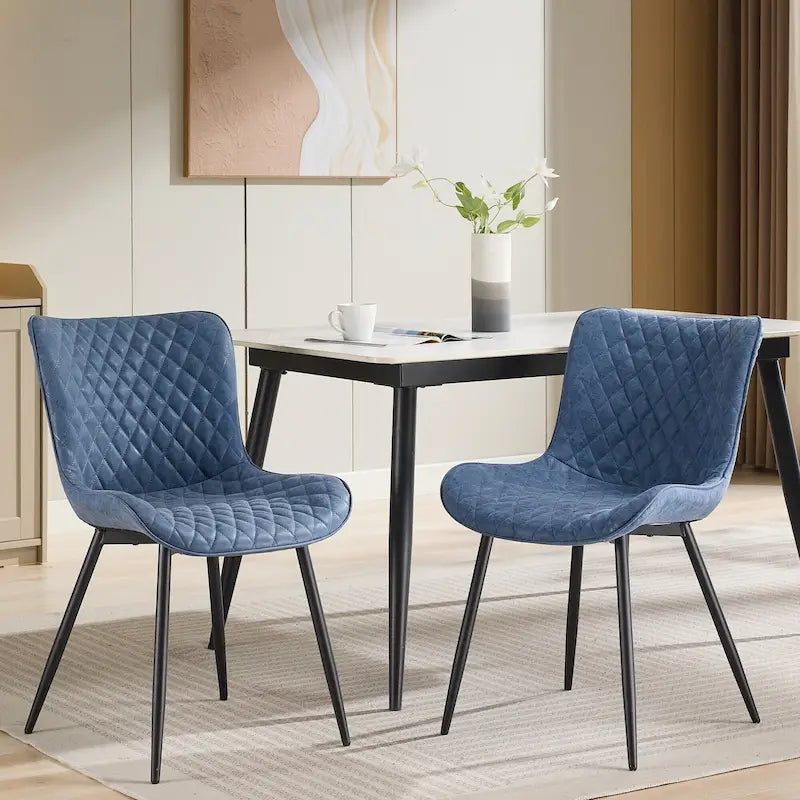 Faux Leather Armless Side Chair with Metal Legs