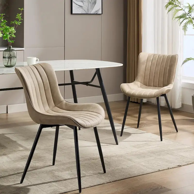 Faux Leather Armless Side Chair with Metal Legs