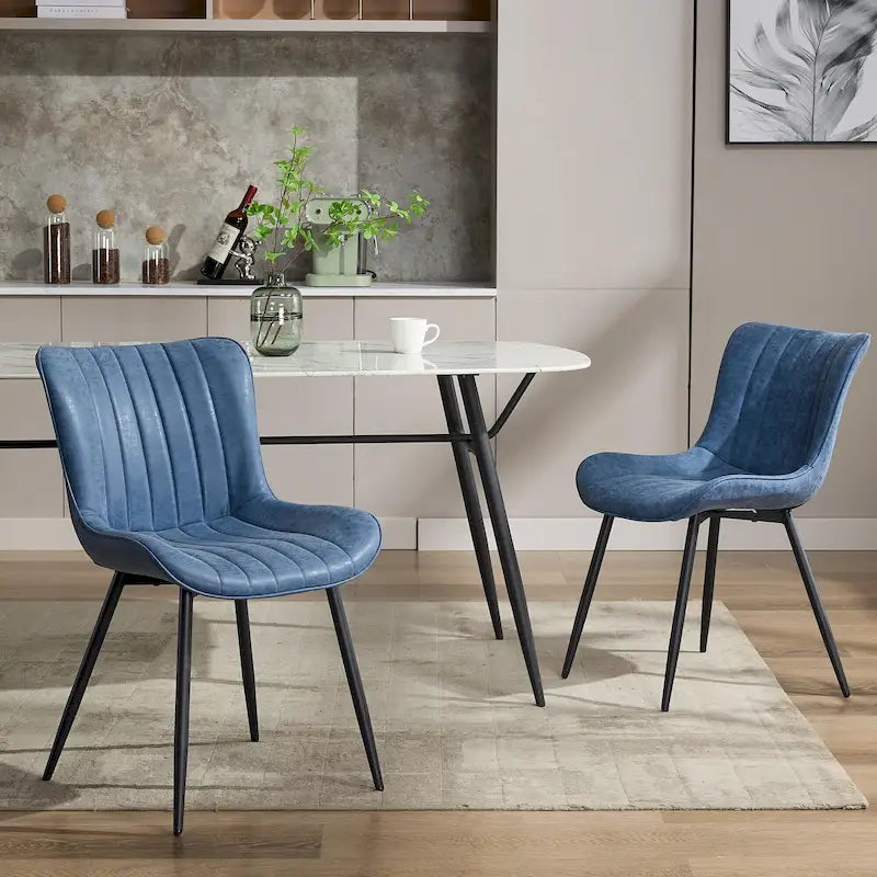 Faux Leather Armless Side Chair with Metal Legs