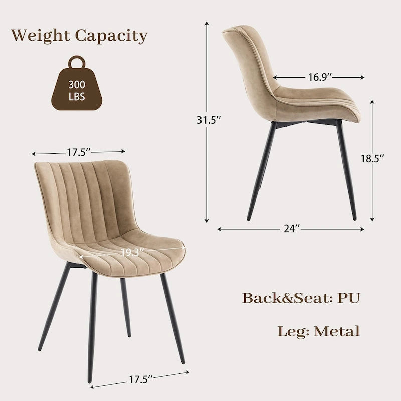 Faux Leather Armless Side Chair with Metal Legs