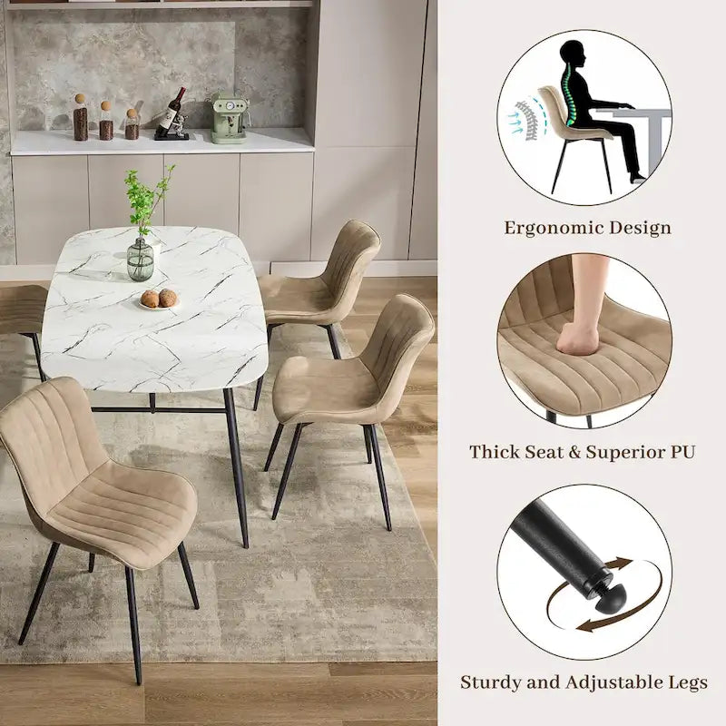 Faux Leather Armless Side Chair with Metal Legs