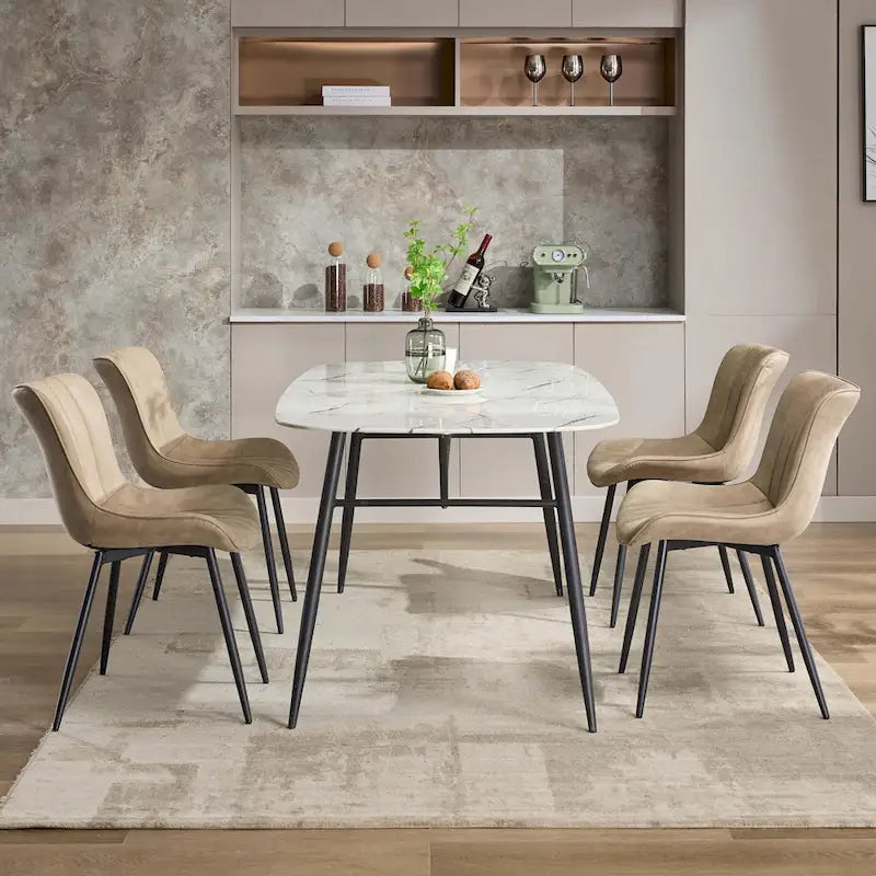 Faux Leather Armless Side Chair with Metal Legs