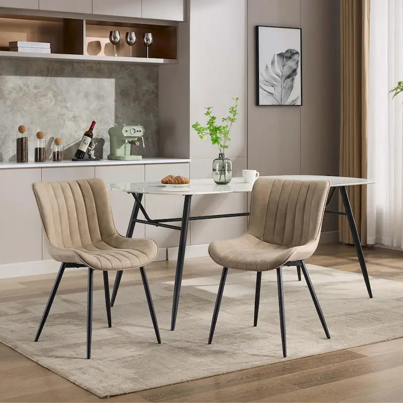 Faux Leather Armless Side Chair with Metal Legs
