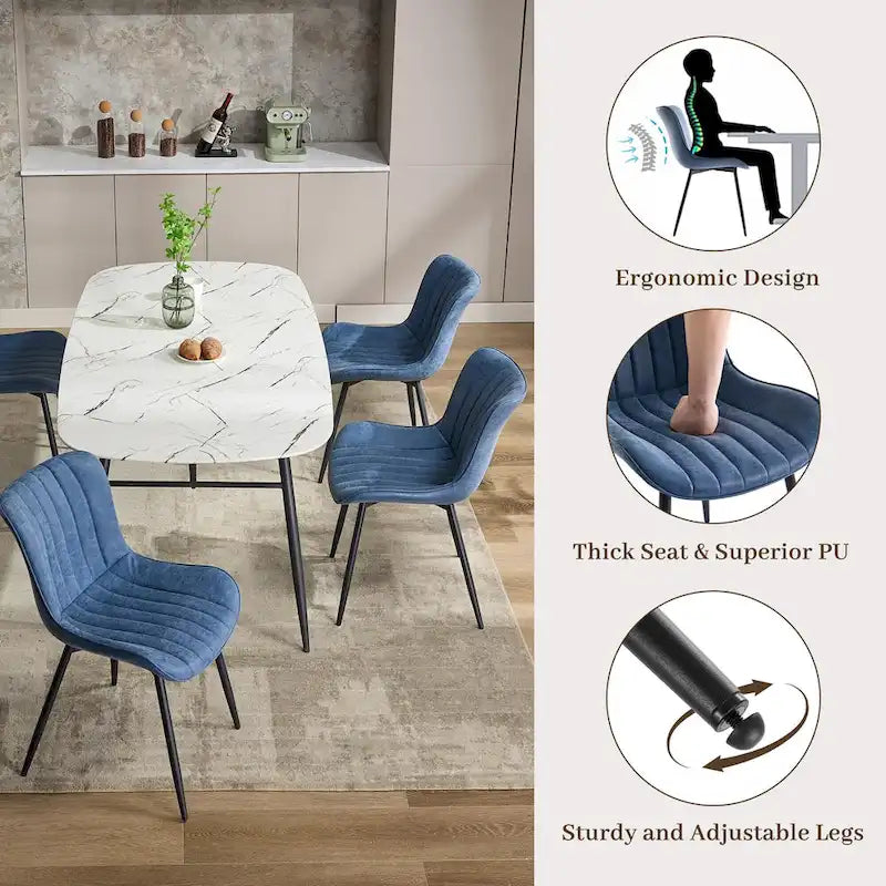 Faux Leather Armless Side Chair with Metal Legs