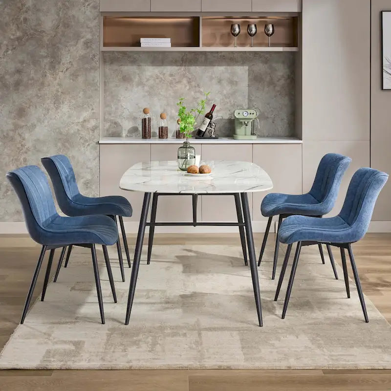Faux Leather Armless Side Chair with Metal Legs
