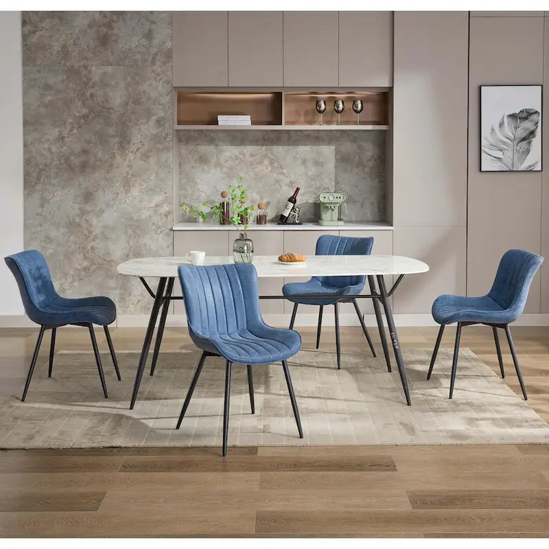 Faux Leather Armless Side Chair with Metal Legs