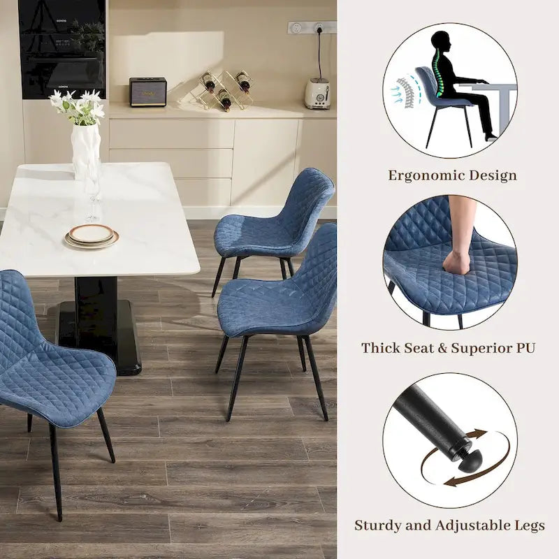 Faux Leather Armless Side Chair with Metal Legs