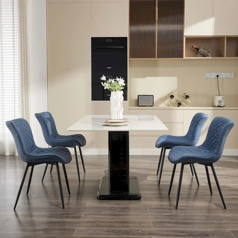 Faux Leather Armless Side Chair with Metal Legs