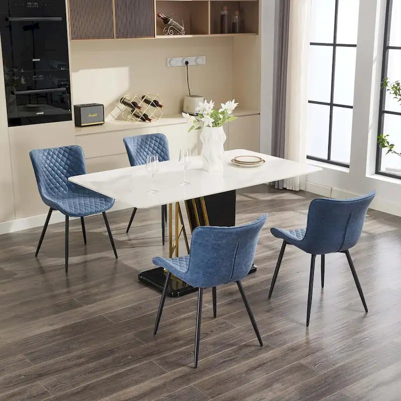 Faux Leather Armless Side Chair with Metal Legs
