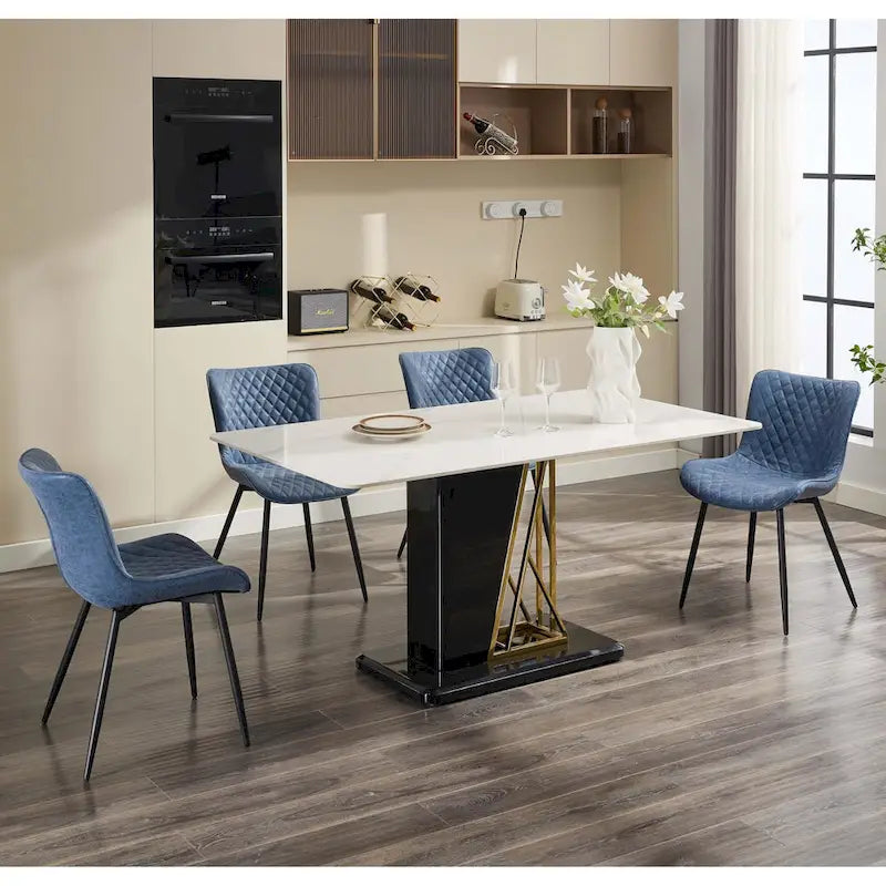 Faux Leather Armless Side Chair with Metal Legs
