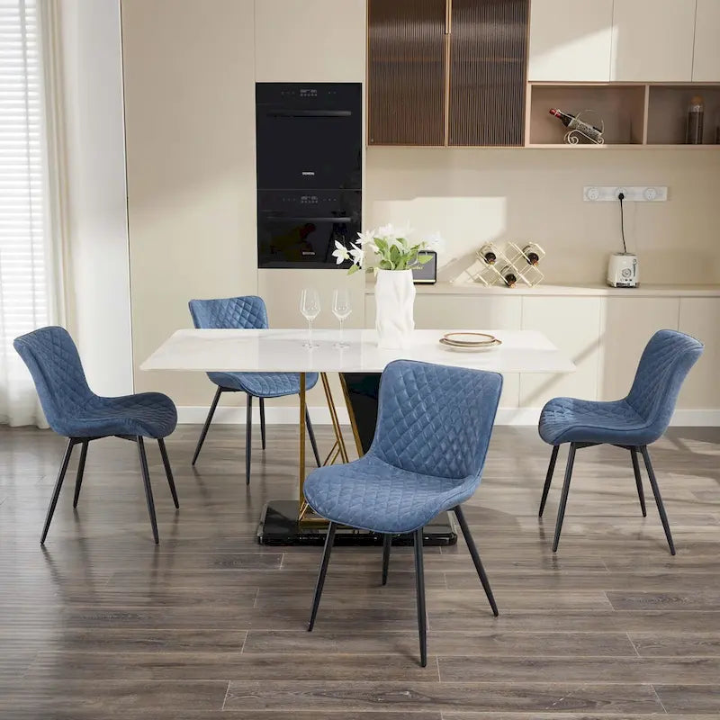 Faux Leather Armless Side Chair with Metal Legs