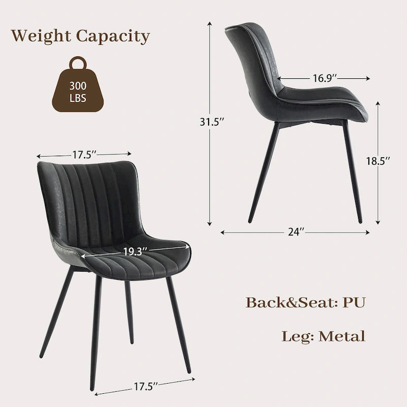 Faux Leather Armless Side Chair with Metal Legs