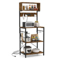 Kitchen Bakers Rack 5-Tier Coffee Bar Station with Power Outlet