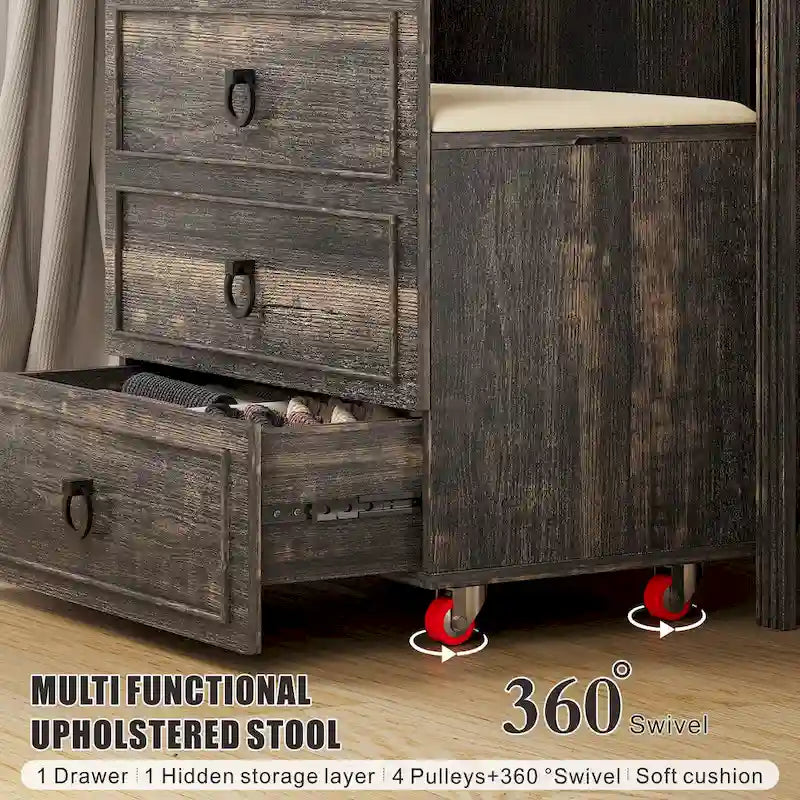Makeup Vanity With LED Light and Hidden Storage