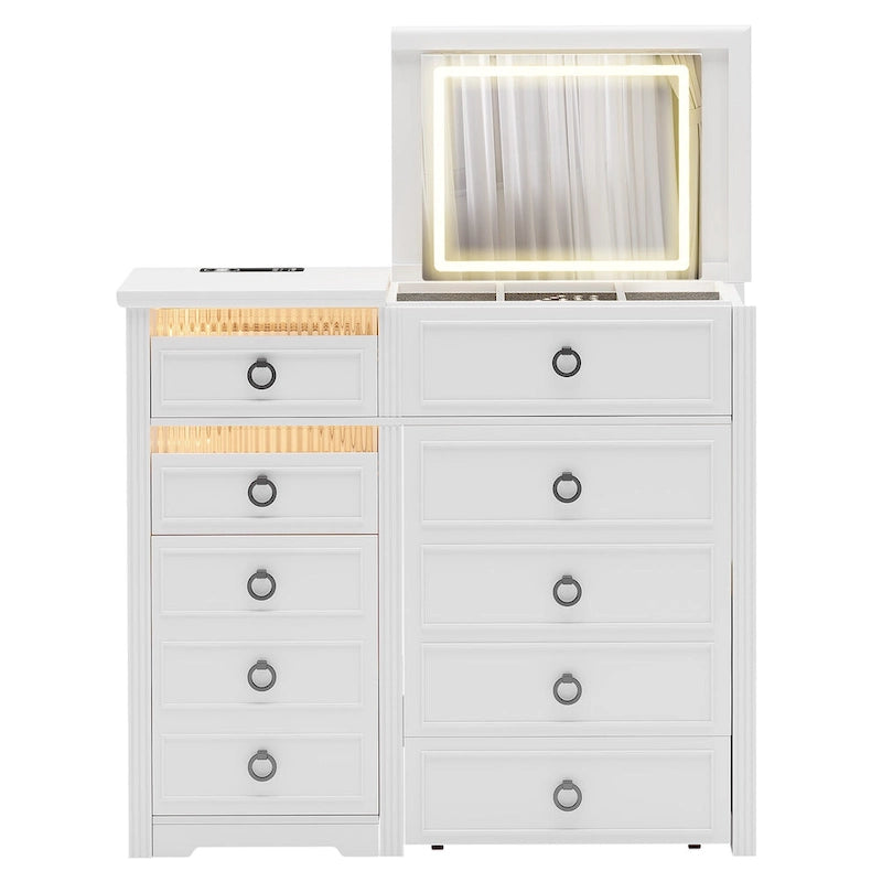 Makeup Vanity With LED Light and Hidden Storage