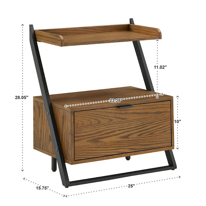 Two-tone Black & Oak Nightstand