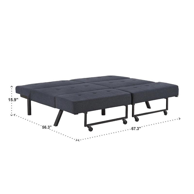 Full 80" Wide Tufted Fabric Convertible Futon