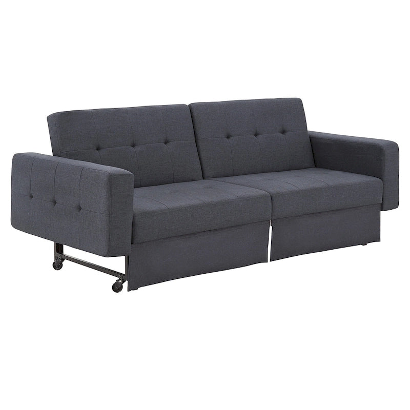 Full 80" Wide Tufted Fabric Convertible Futon
