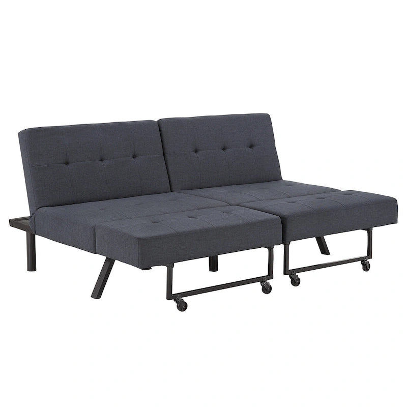 Full 80" Wide Tufted Fabric Convertible Futon