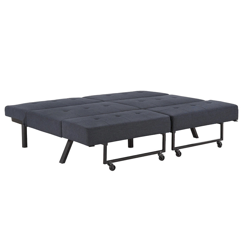 Full 80" Wide Tufted Fabric Convertible Futon