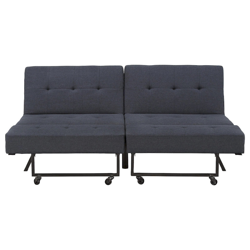 Full 80" Wide Tufted Fabric Convertible Futon