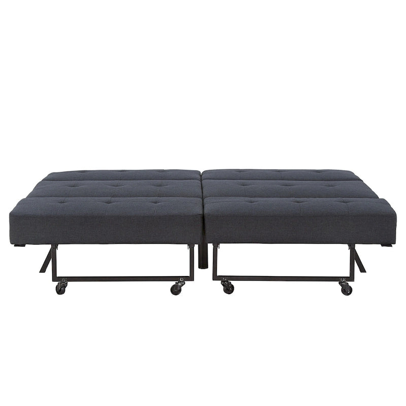 Full 80" Wide Tufted Fabric Convertible Futon