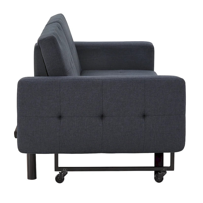 Full 80" Wide Tufted Fabric Convertible Futon