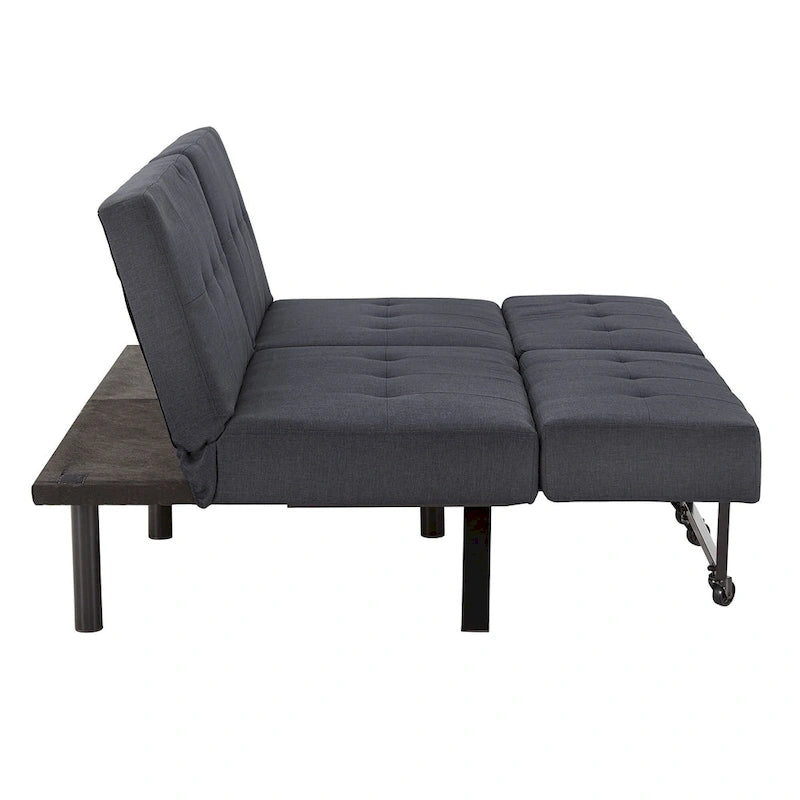 Full 80" Wide Tufted Fabric Convertible Futon