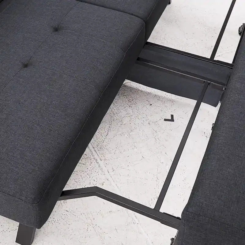 Full 80" Wide Tufted Fabric Convertible Futon
