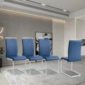 Modern Dining Chair, High Back with C-Shaped Chrome Metal Legs
