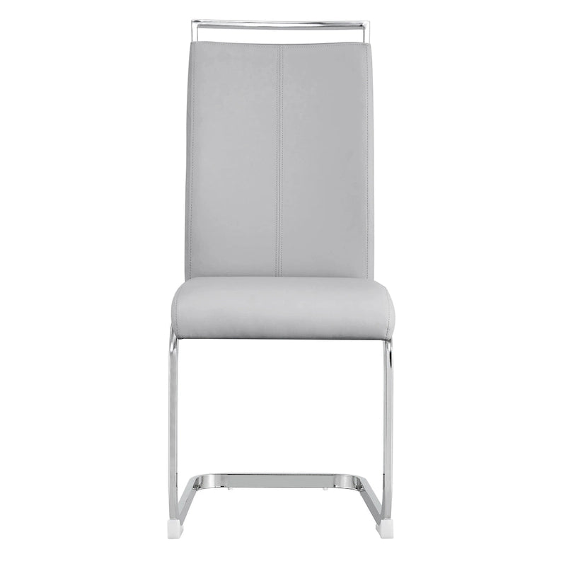 Modern Dining Chair, High Back with C-Shaped Chrome Metal Legs