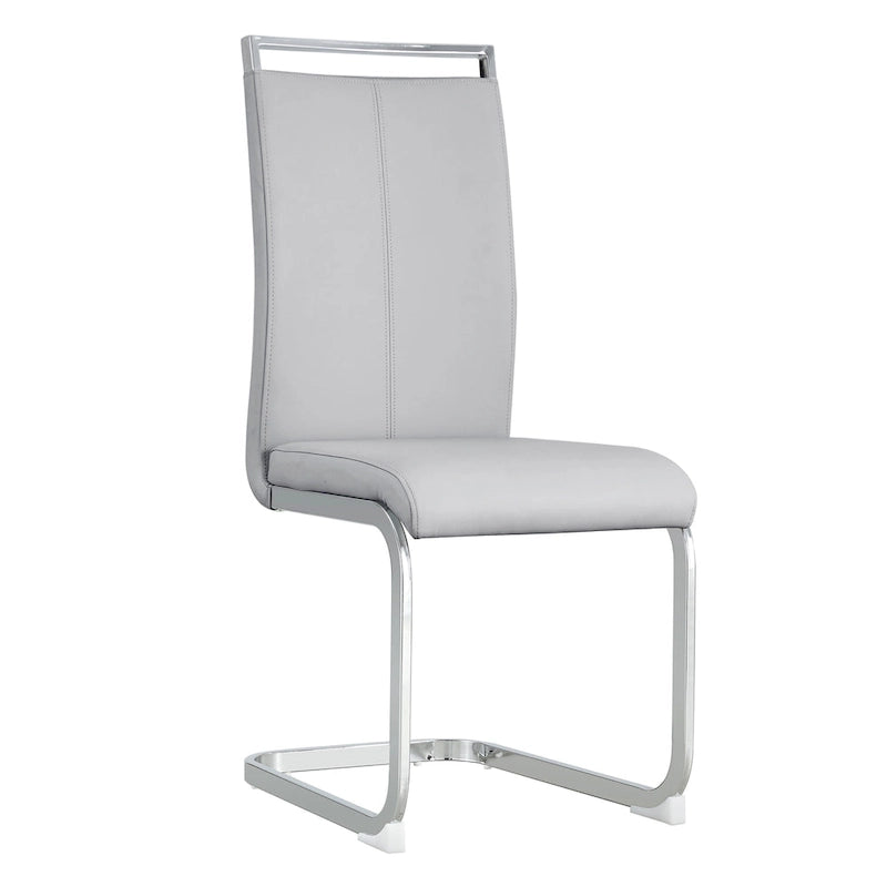 Modern Dining Chair, High Back with C-Shaped Chrome Metal Legs