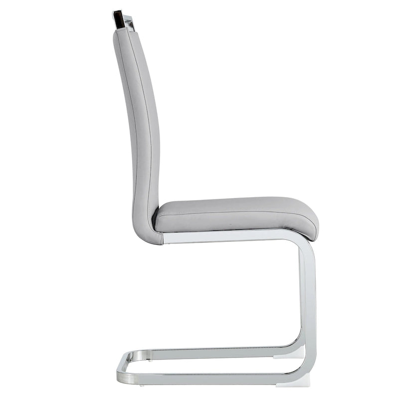 Modern Dining Chair, High Back with C-Shaped Chrome Metal Legs