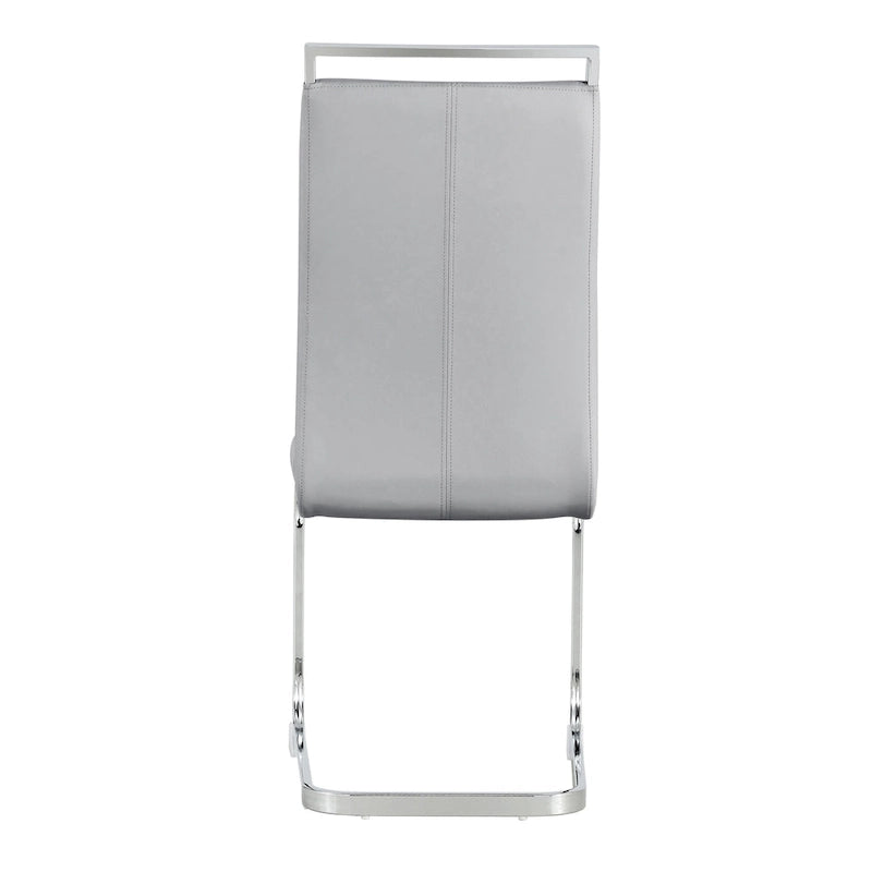 Modern Dining Chair, High Back with C-Shaped Chrome Metal Legs
