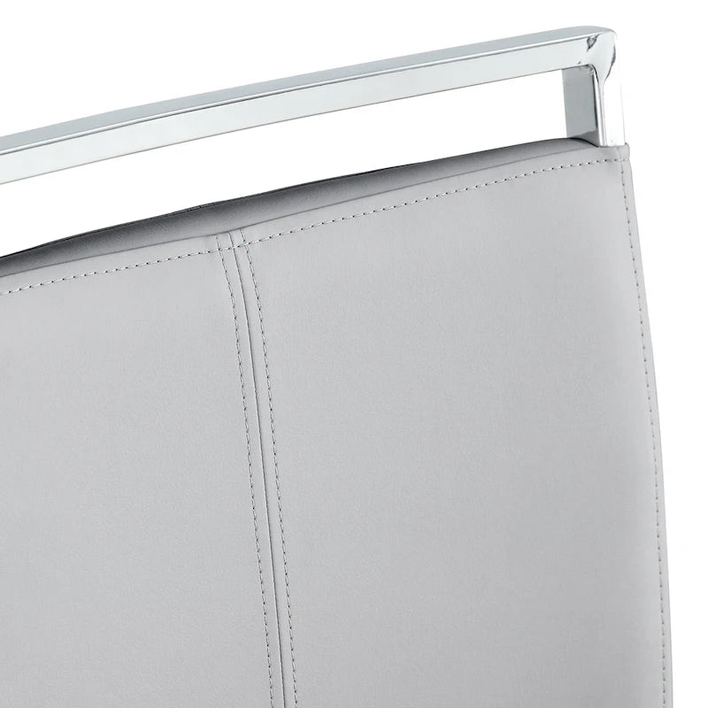 Modern Dining Chair, High Back with C-Shaped Chrome Metal Legs