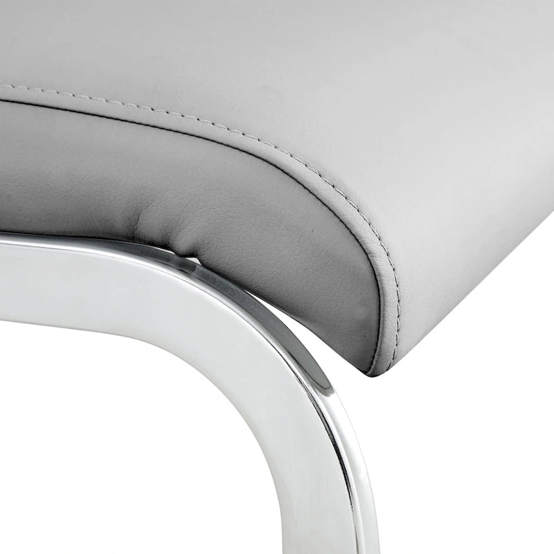 Modern Dining Chair, High Back with C-Shaped Chrome Metal Legs
