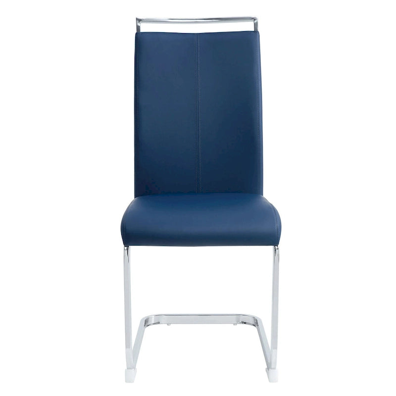 Modern Dining Chair, High Back with C-Shaped Chrome Metal Legs