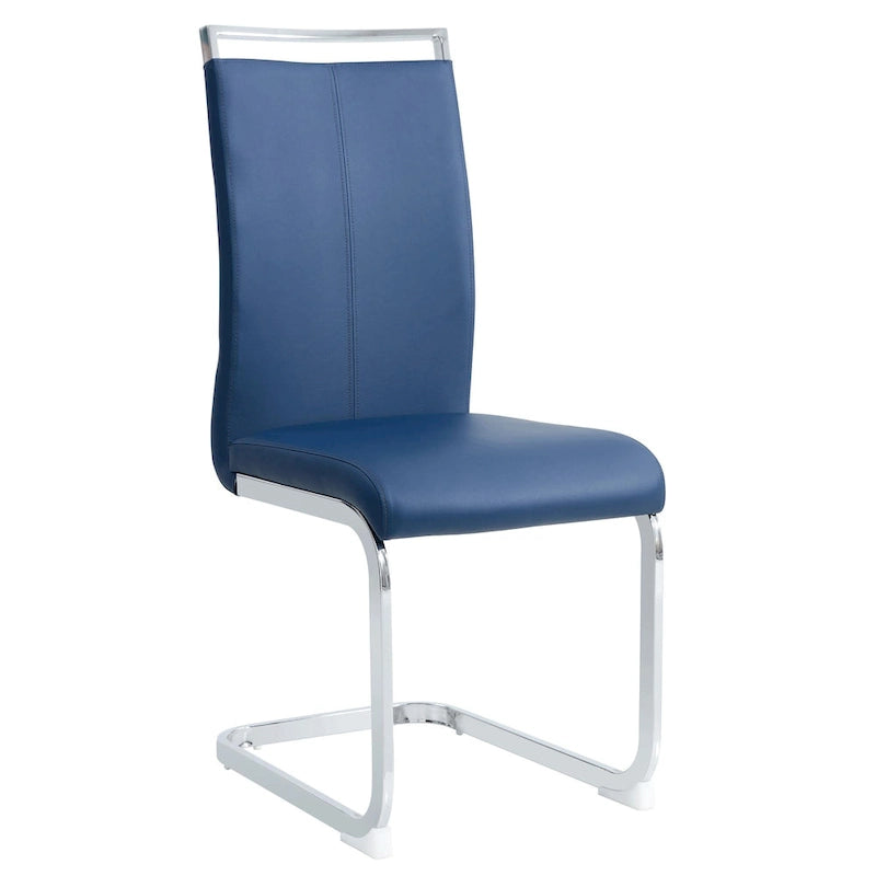 Modern Dining Chair, High Back with C-Shaped Chrome Metal Legs
