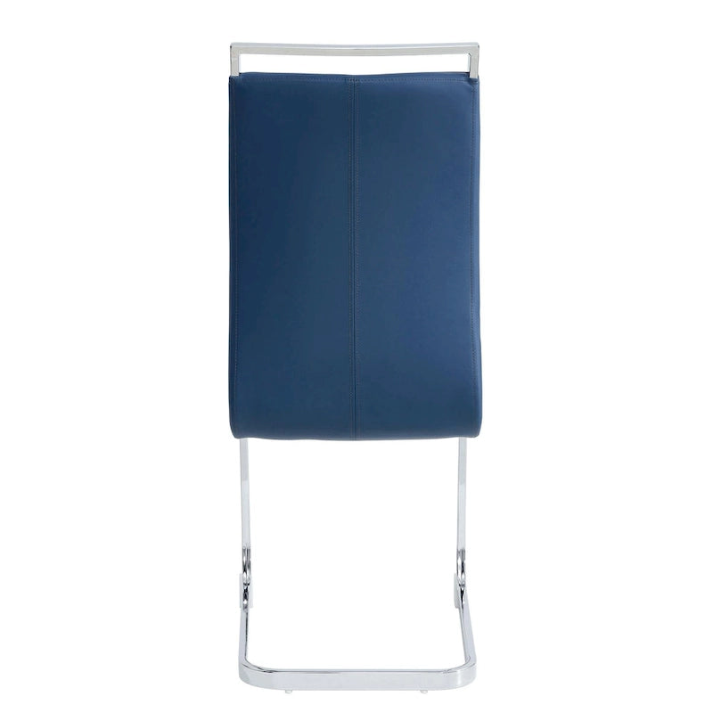 Modern Dining Chair, High Back with C-Shaped Chrome Metal Legs